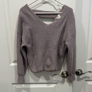 V-Neck Pink Rose Vintage Purple Sweater